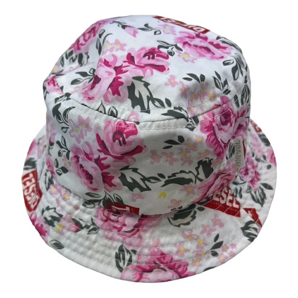 Diesel Kids Girls Floral Print Summer Fashion Packable Bucket Hat Pink One-Size